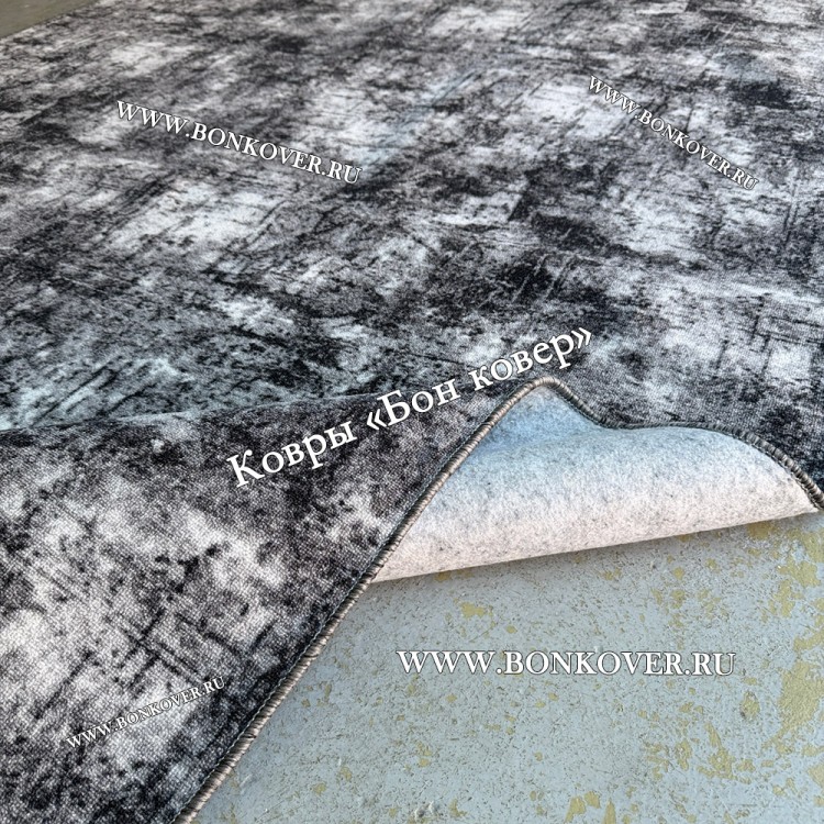 Палас Ковролин на Войлоке Дизайн 30859 Черный С Серым