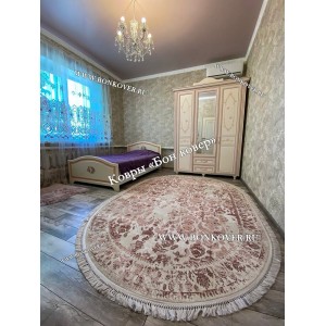 Современный Овальный Ковер Дизайн 30673 Розовый С Серым